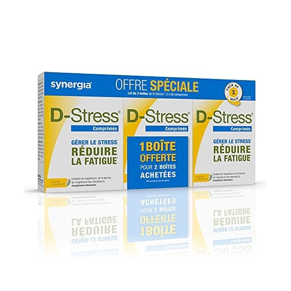 D-STRESS COMPRIMÉS Pack de 3 boites dont 1 Boite offerte | Magnésium de 3ème Génération + Taurine + Arginine + Vitamines B | 