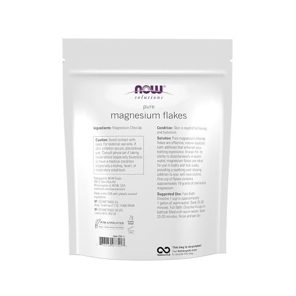 NOW Foods 100% Pure Magnesium Flakes - 750g Magnésium