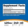 Nutricost Citrate de Magnésium 420mg, 240 Capsules Végétales - 60 Portions, Sans Gluten, Non-OGM, Convient aux Végétariens Ma...