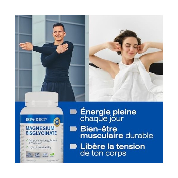 Bisglycinate de magnésium pur – Haute biodisponibilité et effet rapide – Sommeil réparateur, énergie, soutien osseux-musculai