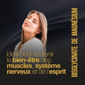 MAGNESIUM BISGLYCINATE avec Vitamines B6, B5 et B1. Combat Efficacement la Fatigue et le Stress. Magnesium Fort Dosage 120 Gé