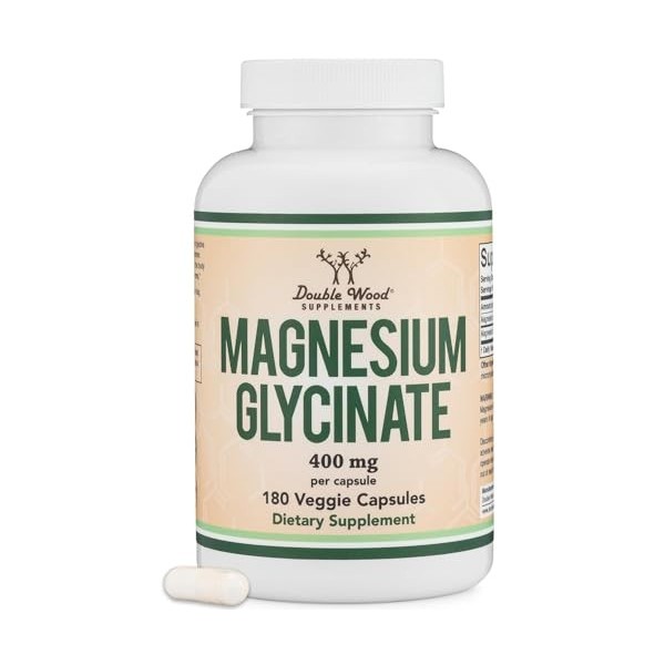 Magnesium Glycinate 400mg, 180 Capsules Vegan Safe, Manufactured and Third Party Tested in The USA, Gluten Free, Non-GMO Hi