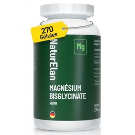 Magnésium Bisglycinate 300mg - 270 Gélules Vegan, Soulager le stress et la fatigue, Absorption Supérieure au Magnésium Marin,