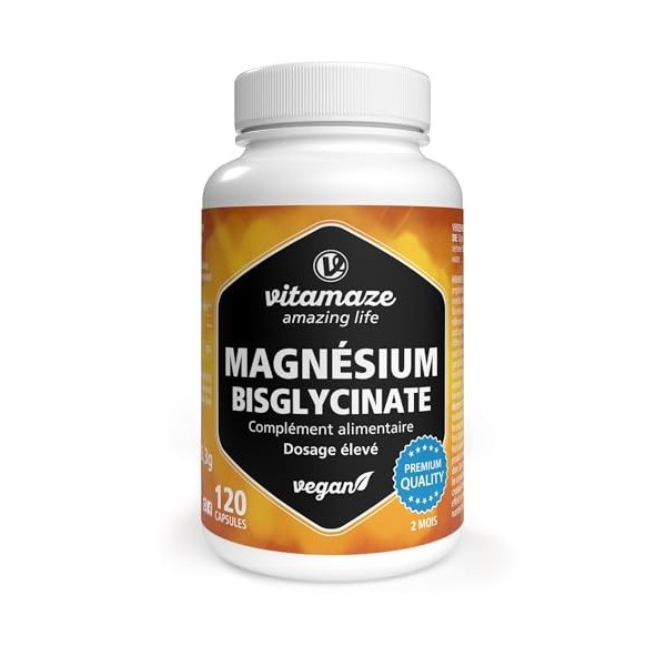 Magnésium Bisglycinate gélules hautement dosé & végétalien, 1500 mg en seulement 2 gélules dont 300 mg de magnésium élémentai