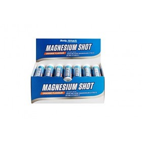 Body Attack Magnésium Shot Ampoules - Magnésium liquide 2600mg de citrate de magnésium pur prêt à consommer avec 20mg de Vi