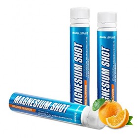 Body Attack Magnésium Shot Ampoules - Magnésium liquide 2600mg de citrate de magnésium pur prêt à consommer avec 20mg de Vi