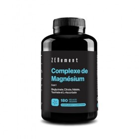 Magnésium Complex 5 en 1 - Bisglycinate, Citrate, Malate, Taurate et L-Ascorbate - Haute Biodisponibilité et Tolérance, sans 