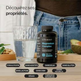 Magnésium Complex 5 en 1 - Bisglycinate, Citrate, Malate, Taurate et L-Ascorbate - Haute Biodisponibilité et Tolérance, sans 