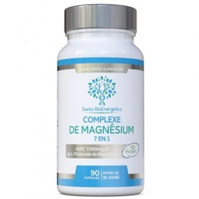 Complexe de Magnésium L-Thréonate 7-en-1 avec 1000 mg de Magtein, plus Magnésium sous forme de Bisglycinate, Taurate, Citrate