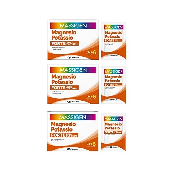 Massignen Lot de 3 sachets de magnésium et de potassium Forte