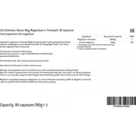 Life Extension, Neuro-Mag, 90 Capsules végétales, 144 mg de Magnésium et 2000 mg de Magnésium L-Thréonate par Dose, Sans Glut