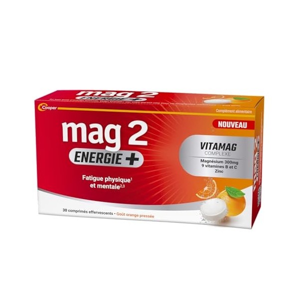 MAG 2 - ENERGIE+ - Magnésium, vitamines B, C et zinc - Programme revitalisant - Fatigues physiques et mentales - Ingrédients ...