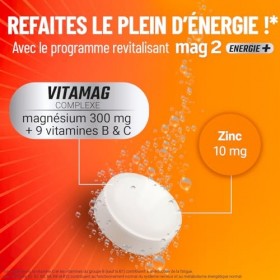MAG 2 - ENERGIE+ - Magnésium, vitamines B, C et zinc - Programme revitalisant - Fatigues physiques et mentales - Ingrédients ...