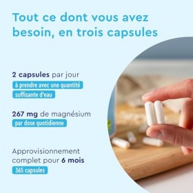 Citrate de Magnésium 365 gélules - Magnesium Élémentaire Hautement Dosé - Tri-magnésium Dicitrate Bien Toléré & Hautement Bio