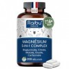 Magnesium Complex, 200 Gélules - Magnesium Bisglycinate, Citrate, Melate, Carbonate et Oxyde - Plus de 6 mois d’approvisionne