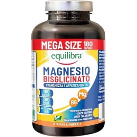 Equilibra Magnésium Bisglycinate, 180 Gélules, 250mg, Avec Vitamine B6, Format 6 Mois, Vegan, pour Réduire la Fatigue, Systèm