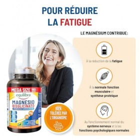 Equilibra Magnésium Bisglycinate, 180 Gélules, 250mg, Avec Vitamine B6, Format 6 Mois, Vegan, pour Réduire la Fatigue, Systèm