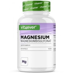 vit4ever Complexe de magnésium bisglycinate à dépot - 300 gélules - 300mg de magnésium pur par dose journalière - Magnesiumgl