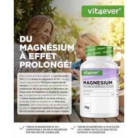 vit4ever Complexe de magnésium bisglycinate à dépot - 300 gélules - 300mg de magnésium pur par dose journalière - Magnesiumgl