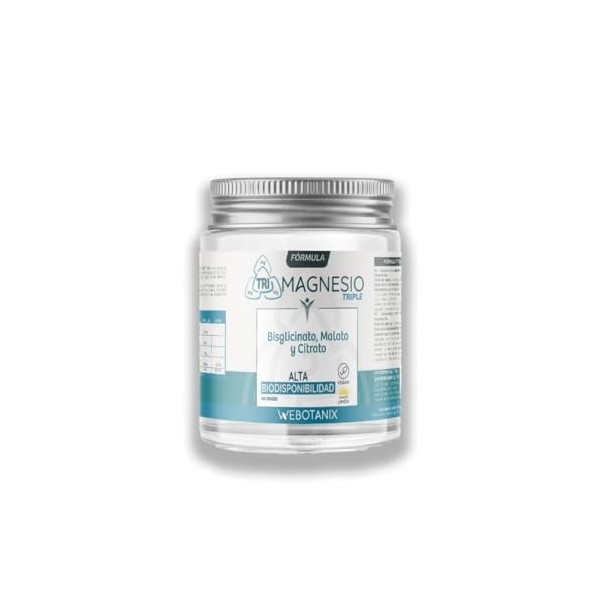 WeBotanix | Formule Triple Magnésium | Bisglycinate, Malate de Magnésium et Citrate de Magnésium avec Vitamine B6 | Énergie, ...