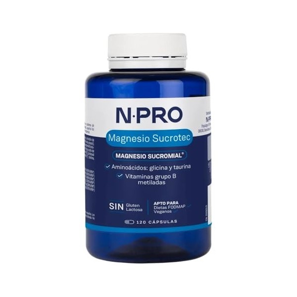 NPro Magnesium Sucrotec 120 gélules - Magnésium sucrosomial avec vitamines B et acides aminés - Haute absorption et biodispon