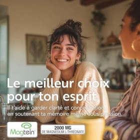 Magnesium Threonate Magtein PiùLife – 2000 mg dont 164 mg de Élémentaire – Complément pour Mémoire et Concentration – 150 G