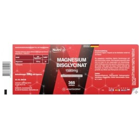 Bisglycinate de magnésium 1500mg - 365 gélules - magnésium chélaté - 300mg de magnésium par dose journalière - hautement dosé