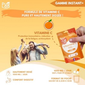 Vitamine C 1000mg/jour - Combat la Fatigue et Soutien Immunitaire - 30 Gélules végétales - Format de poche découverte, voy