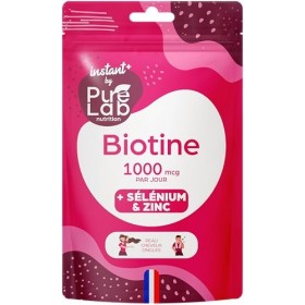 Biotine avec Sélénium et Zinc - Accélère la Pousse des Cheveux & Ongles et Beauté de la Peau - 30 Gélules Vegan - Format de p