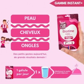 Biotine avec Sélénium et Zinc - Accélère la Pousse des Cheveux & Ongles et Beauté de la Peau - 30 Gélules Vegan - Format de p
