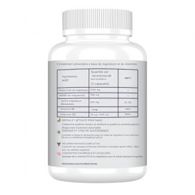 Magnésium Bisglycinate et Malate Complexe 230mg Magnésium Élémentaire – Haute Absorption avec Vitamine B6 et D3 – 120 Gélul