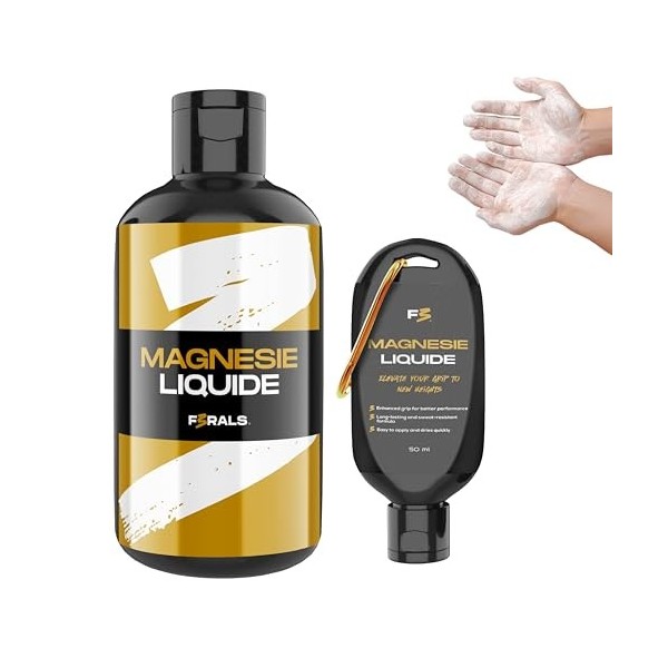F3RALS ® Magnesie Liquide Sport | Grip Puissant Mains Sèches - Escalade Cross Training Gymnastique Pole Dance Magnésium