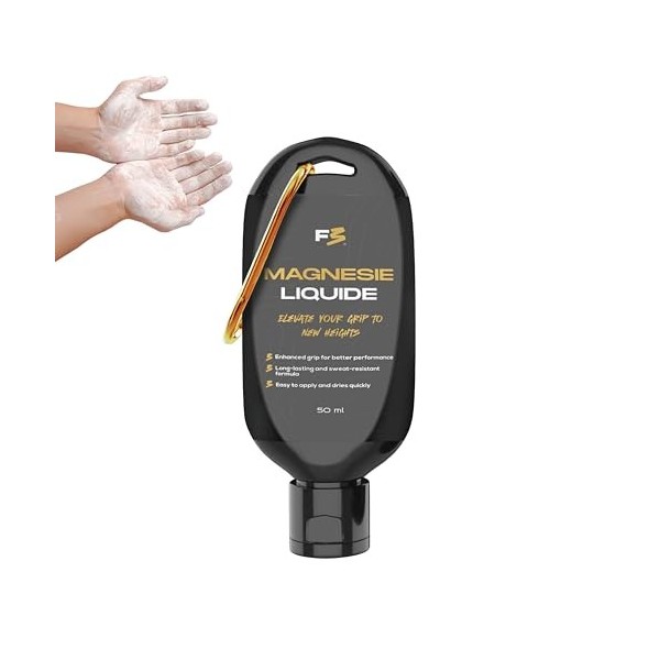 F3RALS ® Magnesie Liquide Sport | Grip Puissant Mains Sèches - Escalade Cross Training Gymnastique Pole Dance Magnésium