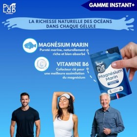 Magnésium Marin 300mg/jour + Vitamine B6 bioactive - Combat la Fatigue et le Stress - 30 Gélules végétales - Format de poch
