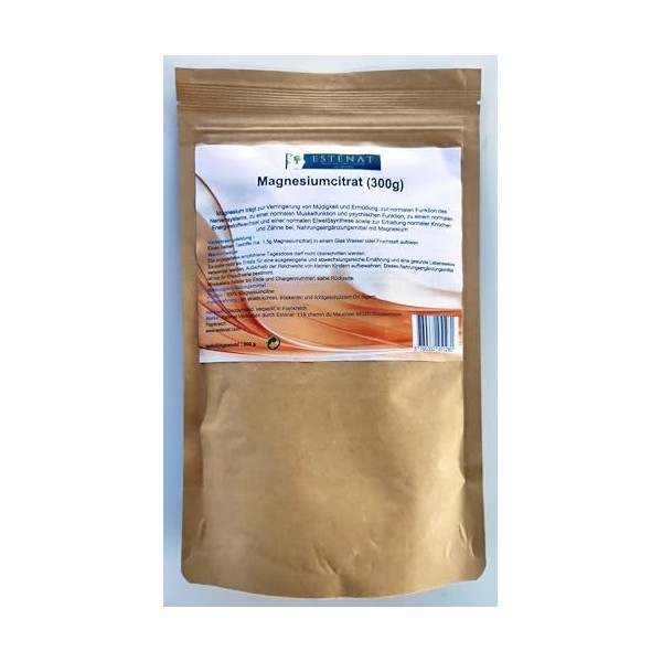Citrate de magnésium pur 300G | 2500 mg | 4 mois de traitement | énergie et récupération rapide | haute biodisponibilité | l