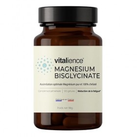 Vitalience - Magnésium Bisglycinate Chélaté 300mg + Vitamine B6-120 Gélules - Haute Absorption - Réduit la Fatigue, Stress & 