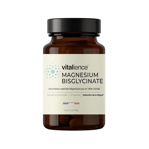 Vitalience - Magnésium Bisglycinate Chélaté 300mg + Vitamine B6-120 Gélules - Haute Absorption - Réduit la Fatigue, Stress & 