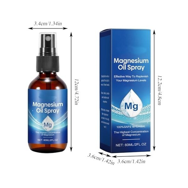 Spray de magnésium de chlorure de magnésium Zechstein - Recharge rapide - Huile de magnésium pure pour le corps - Huile de ma