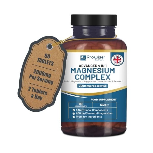 Complexe de glycinate de magnésium 4 en 1-1866 mg par portion | Dose précise de 404 mg de magnésium élémentaire | Contient du