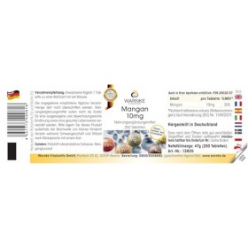 Manganèse 10mg - 250 comprimés - 10mg de manganèse par comprimé - Gluconate de manganèse - HAUTEMENT DOSÉ - Qualité pharmaceu