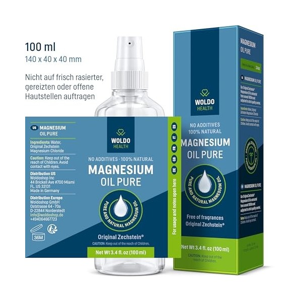 Spray dhuile de magnésium Zechstein Chlorure 100 ml – pure, naturelle et avec la plus haute concentration