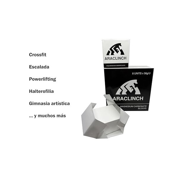 ARACLINCH -b : Bloc de magnésium 56gx8u, blocs de magnésium pour escalade, crossfit, gym, haltérophilie, callisthénie, craie 