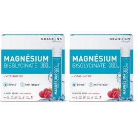GRANIONS Magnesium Bisglycinate 360 MG - Magnesium Bisglycinate Haute Assimilation + Vitamine B6 - Anti Stress Adulte, Anti F