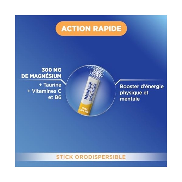 Forté Pharma - Magnésium Stress & Fatigue Sticks - Performances Physique et Mentale, Energie booster, Action rapide - Taurine