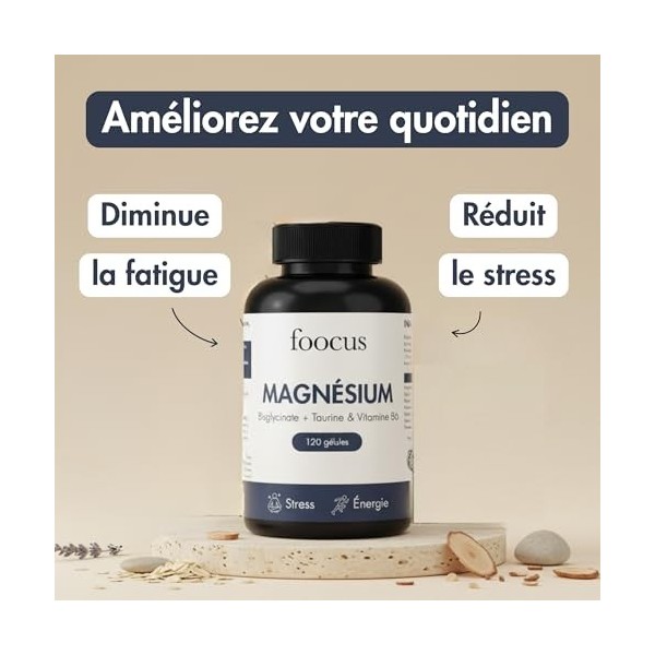 Magnésium Bisglycinate Complément Alimentaire - Vitamines, Minéraux et Compléments - Anti Fatigue Puissant Avec Vitamine B6 P