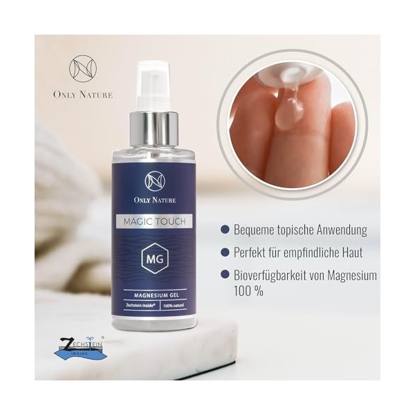 Gel de magnésium à appliquer 150ml – Gel de magnésium pur naturel Zechstein à 100% – Détend, favorise un sommeil sain et rédu