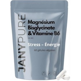 Magnésium Bisglycinate 150mg + Vitamine B6 P5P - Stress Sommeil Fatigue Triple Action - Haute Absorption Digestion Facile - 6