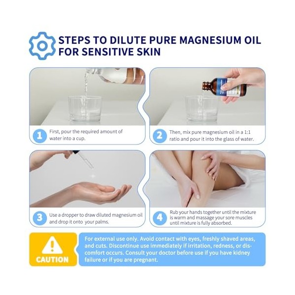 Spray de magnésium 60 ml, huile de magnésium pour pieds, corps, peau, sommeil, anxiété, relaxation musculaire Magnésium