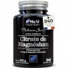 Magnésium Citrate 1480mg - 240 Capsules Végétaliennes - Fournissant 444mg de Magnésium Élémentaire - Cure de 4 Mois - Complém