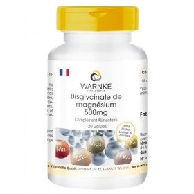 Bisglycinate de magnésium 500mg - 120 capsules - 300mg de magnésium élémentaire par dose quotidienne - DOSE ÉLEVÉE - Qualité 